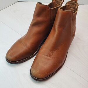 Madewell Brown Leather Ankle Boots Chelsea Style Women Size 6 Effortless‎ Casual